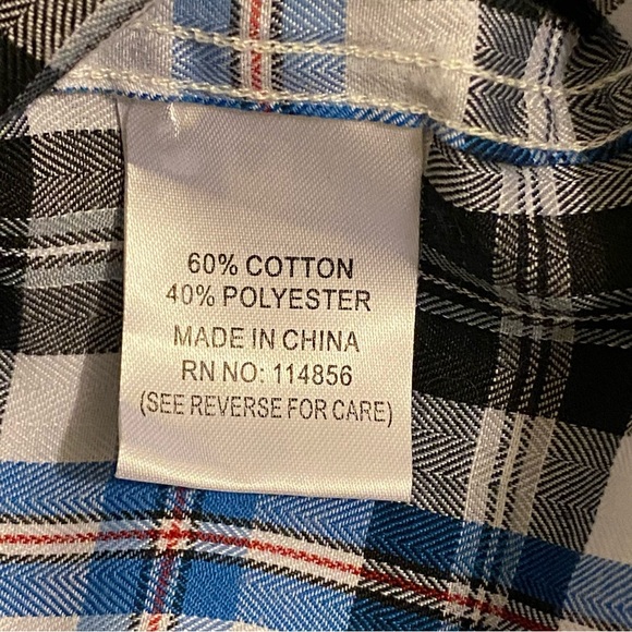 Nob Hill Mens Long Sleeve Shirt 4XL Blue Plaid Front Pocket Button Down - Picture 6 of 8